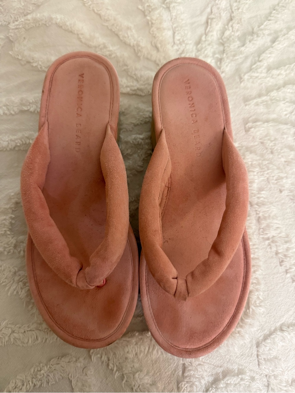 Veronica Beard Dusty Rose Suede Slide Sandals